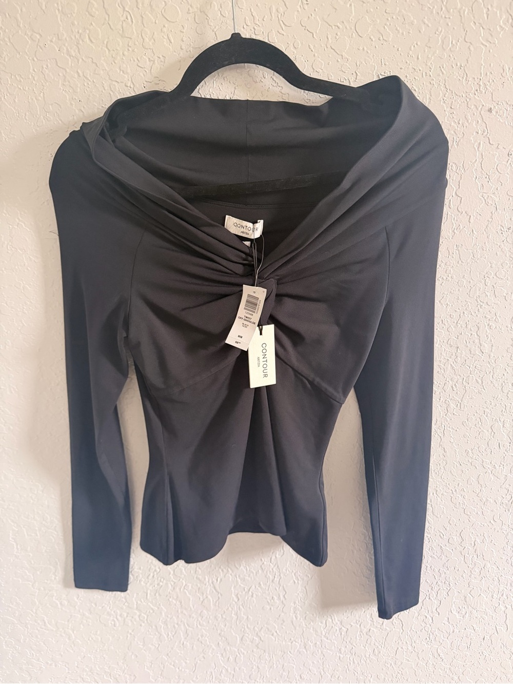 Aritzia Black Twist-Detail Long Sleeve Top